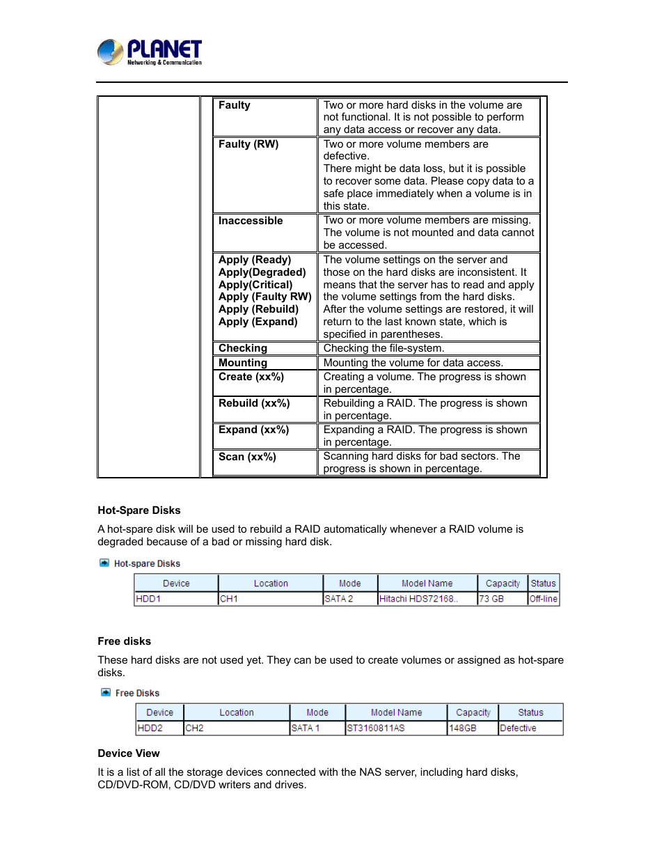 PLANET NAS-7410 User Manual | Page 42 / 125