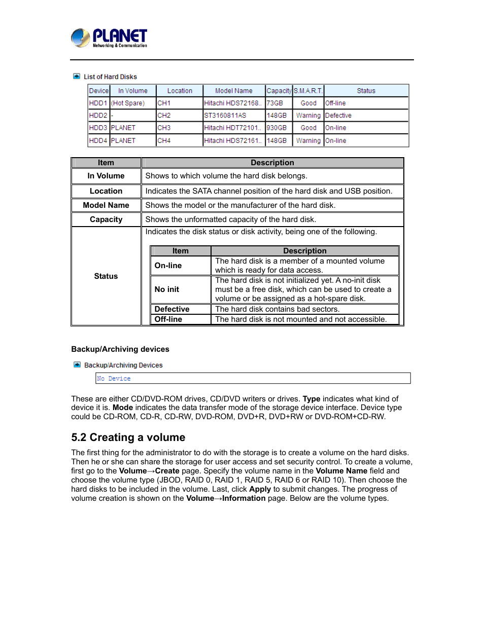 2 creating a volume | PLANET NAS-7410 User Manual | Page 43 / 125