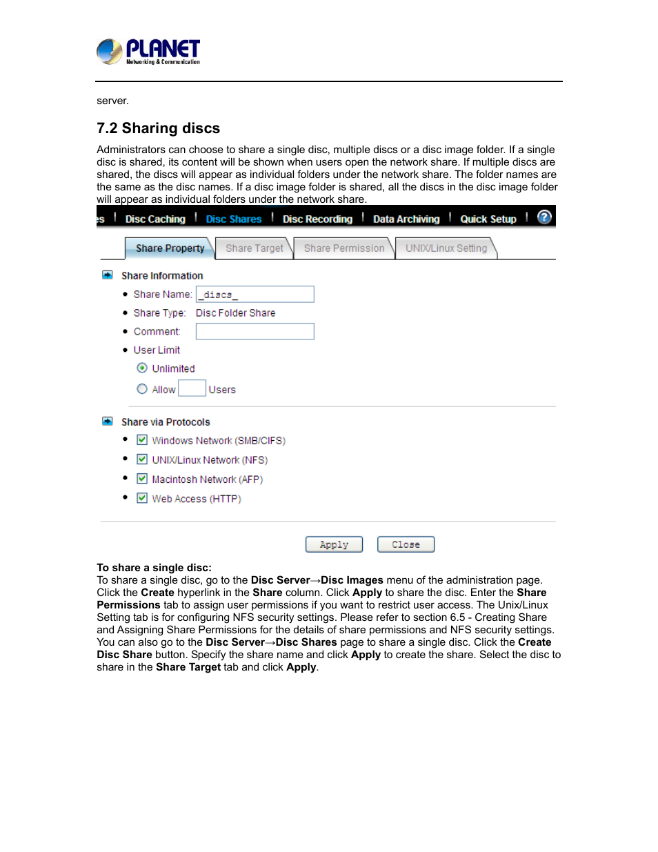 2 sharing discs | PLANET NAS-7410 User Manual | Page 67 / 125