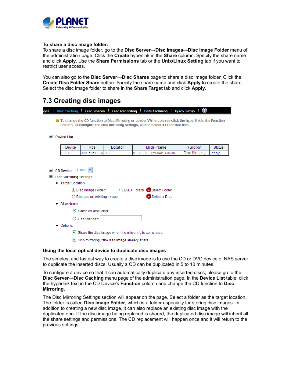 3 creating disc images | PLANET NAS-7410 User Manual | Page 69 / 125