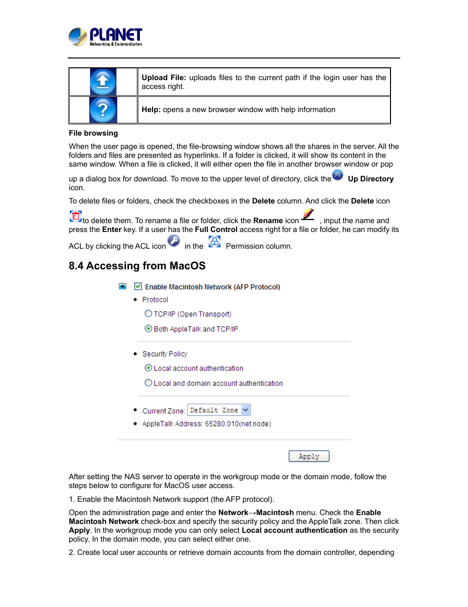 4 accessing from macos | PLANET NAS-7410 User Manual | Page 78 / 125