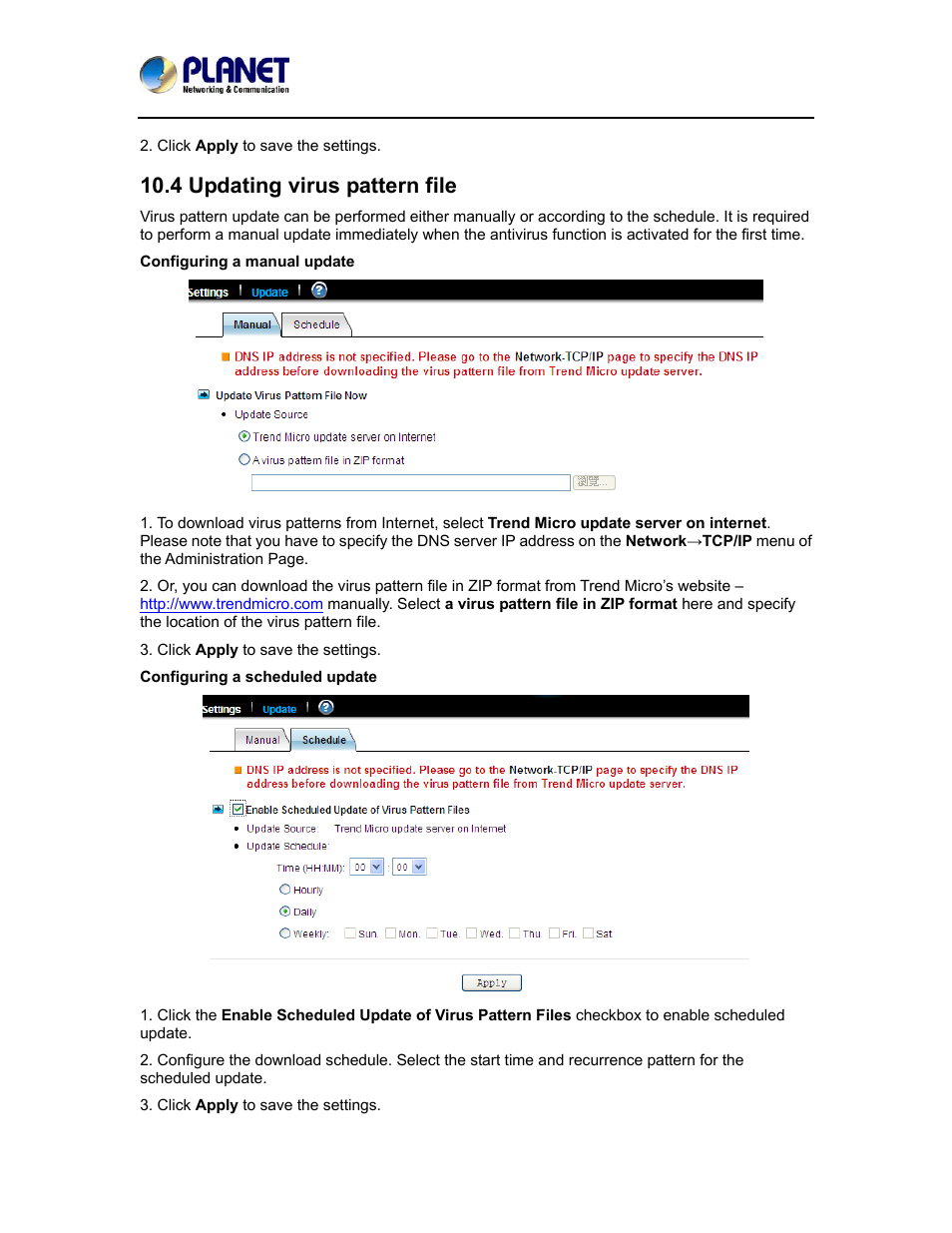 4 updating virus pattern file | PLANET NAS-7410 User Manual | Page 96 / 125