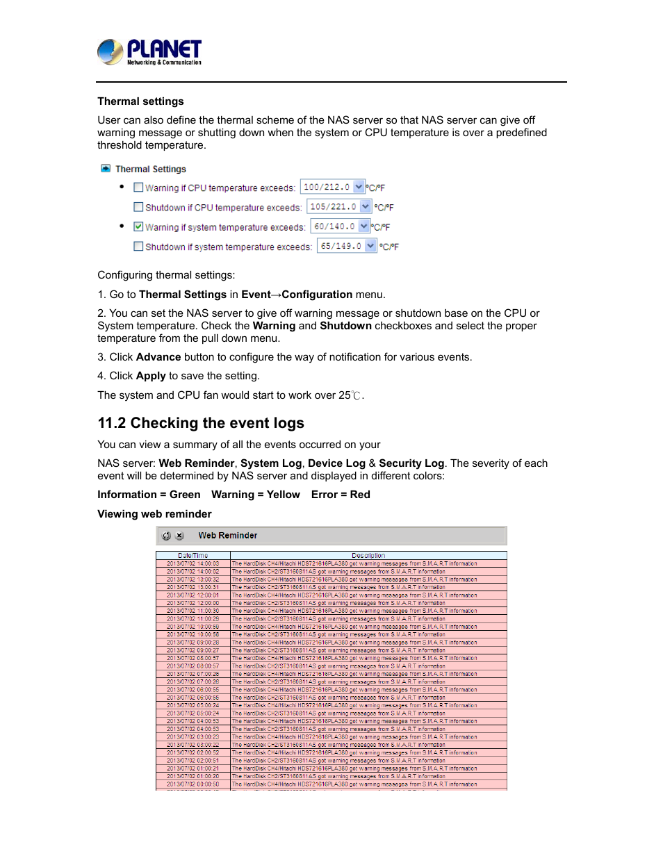 2 checking the event logs | PLANET NAS-7410 User Manual | Page 98 / 125