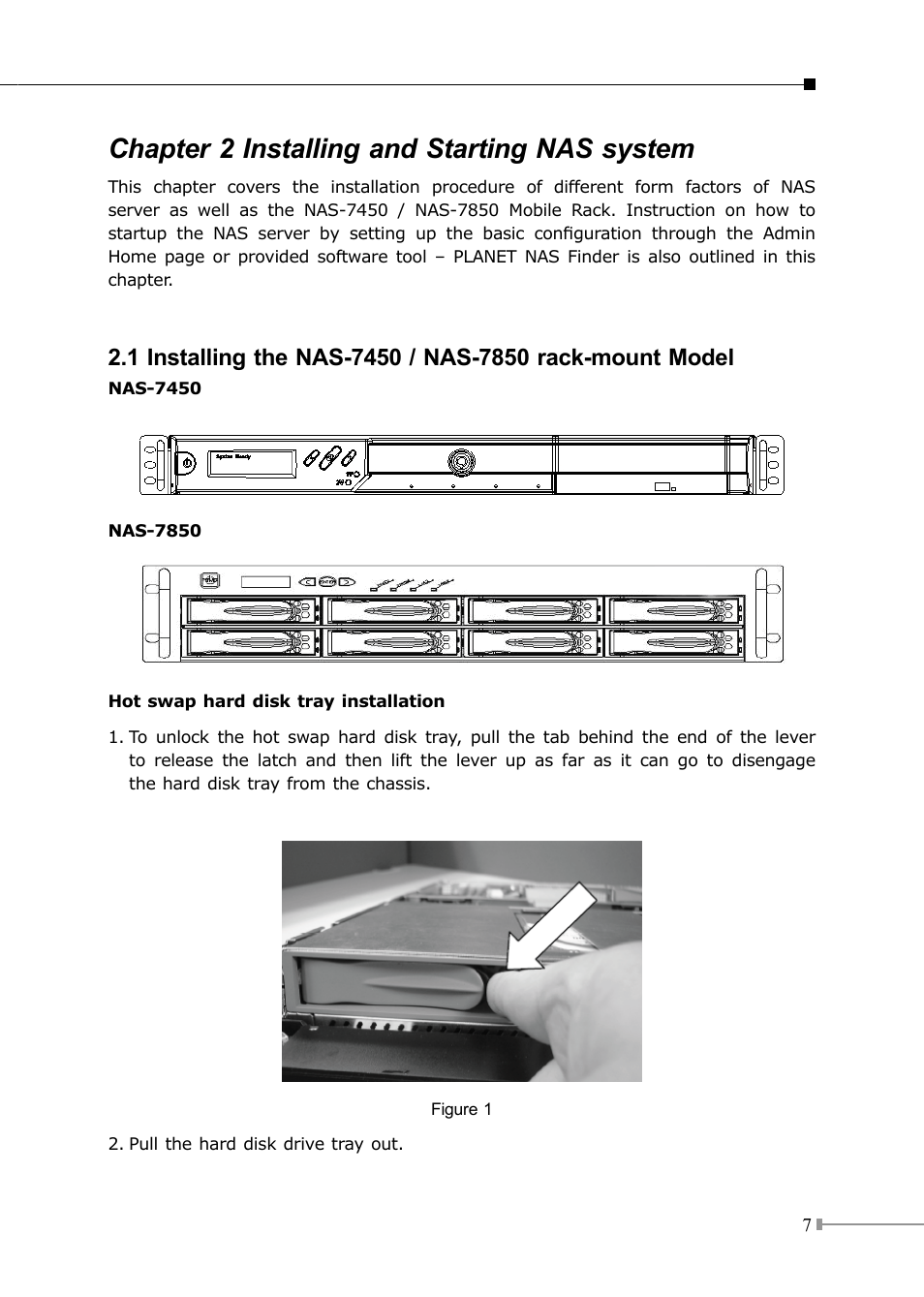 Chapter 2 installing and starting nas system | PLANET NAS-7450 User Manual | Page 7 / 16
