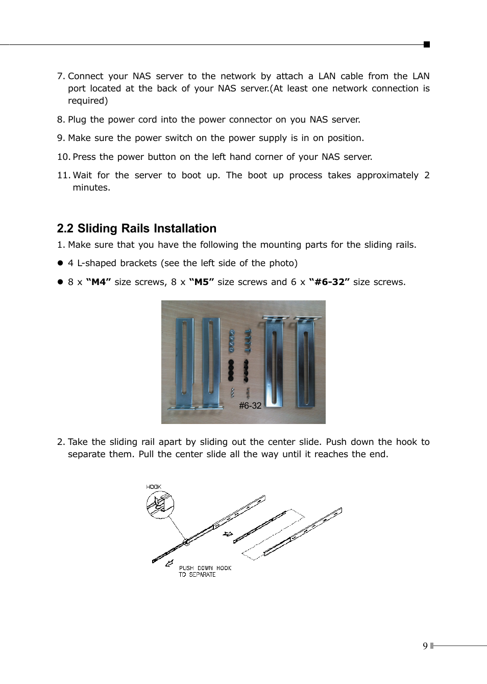 2 sliding rails installation | PLANET NAS-7450 User Manual | Page 9 / 16