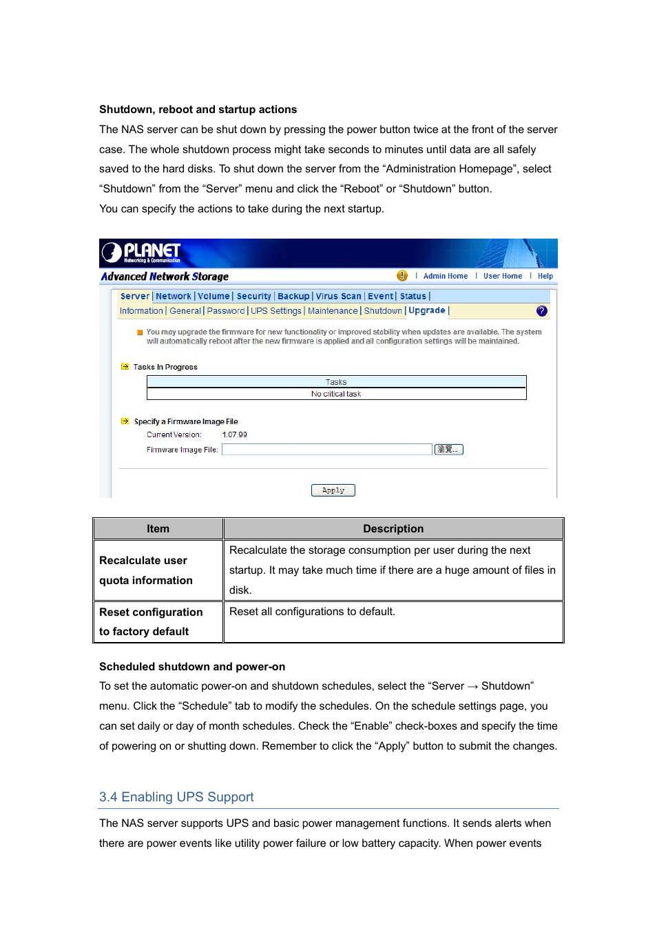 4 enabling ups support | PLANET NAS-7450 User Manual | Page 22 / 111