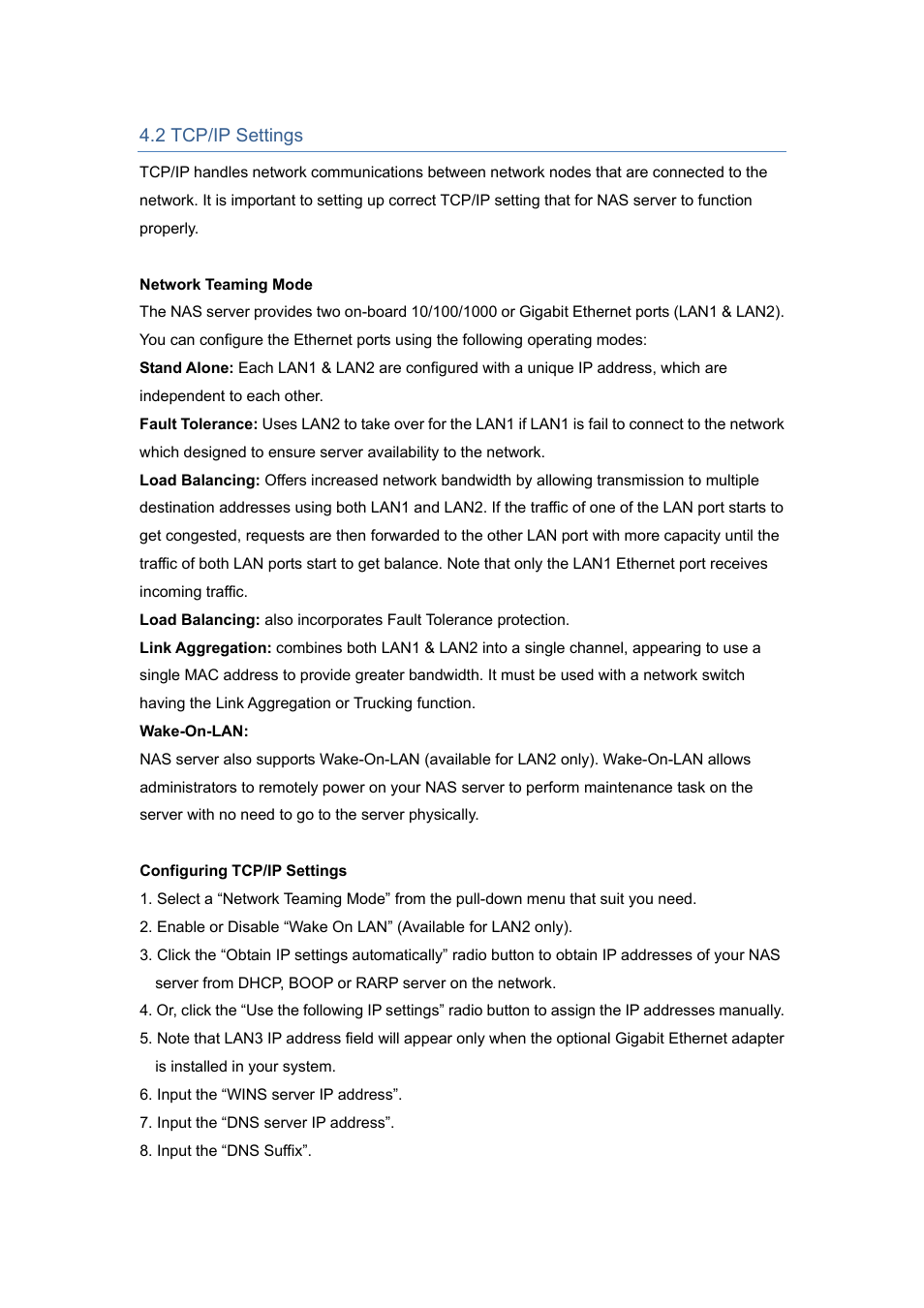 2 tcp/ip settings | PLANET NAS-7450 User Manual | Page 28 / 111