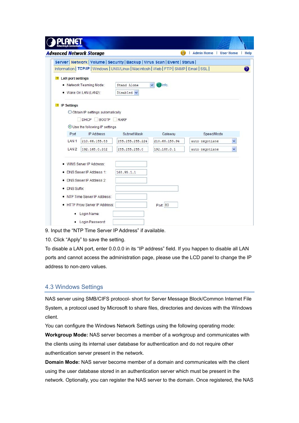 3 windows settings | PLANET NAS-7450 User Manual | Page 29 / 111