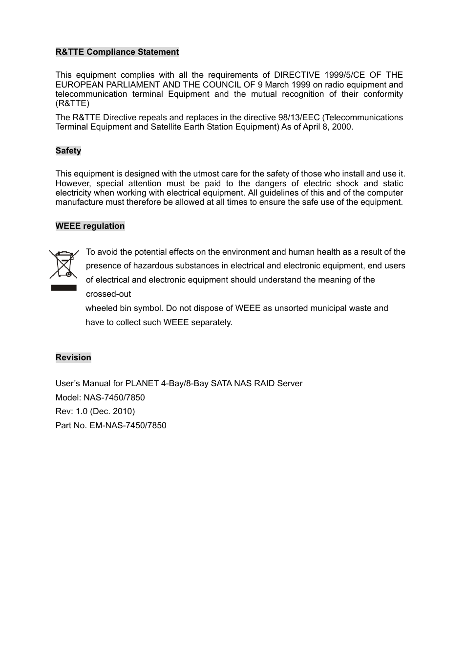 PLANET NAS-7450 User Manual | Page 3 / 111