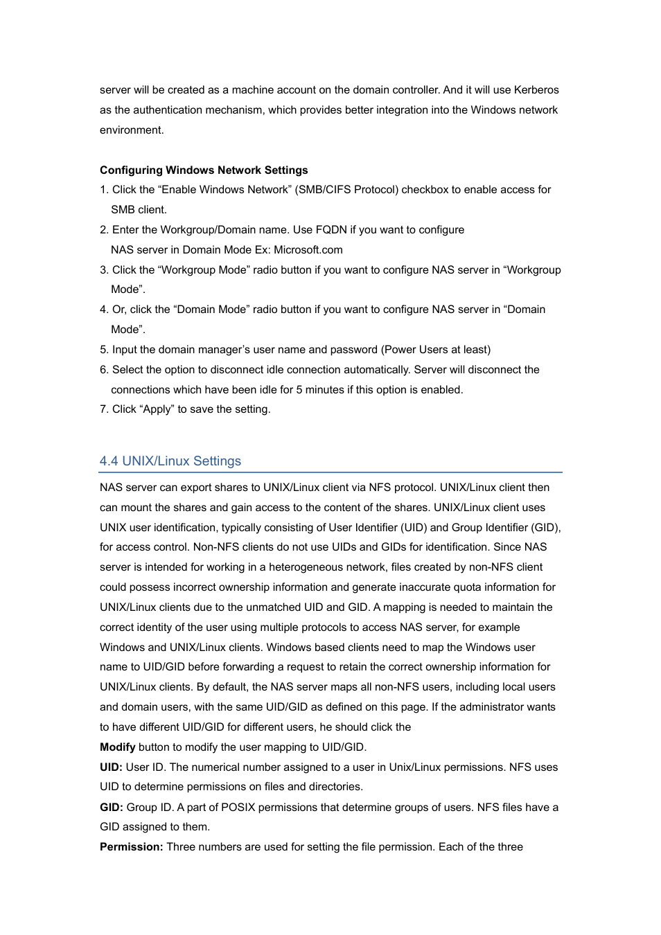 4 unix/linux settings | PLANET NAS-7450 User Manual | Page 30 / 111