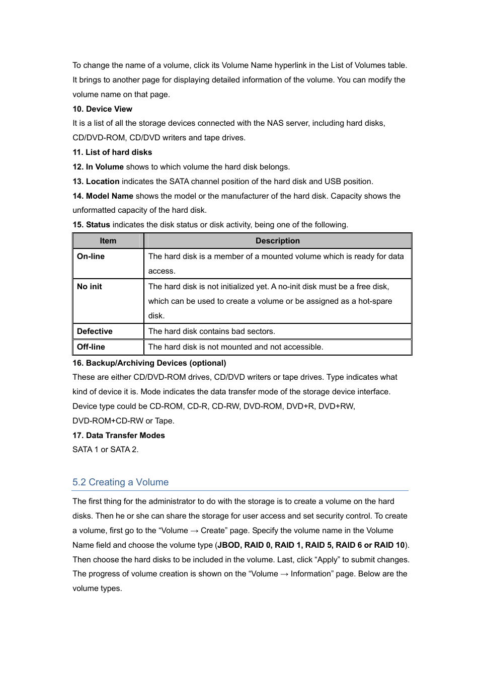 2 creating a volume | PLANET NAS-7450 User Manual | Page 42 / 111