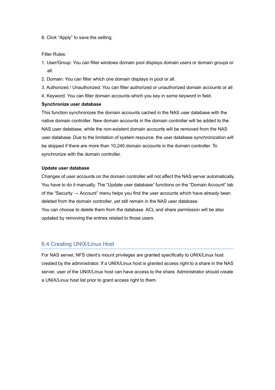 4 creating unix/linux host | PLANET NAS-7450 User Manual | Page 53 / 111