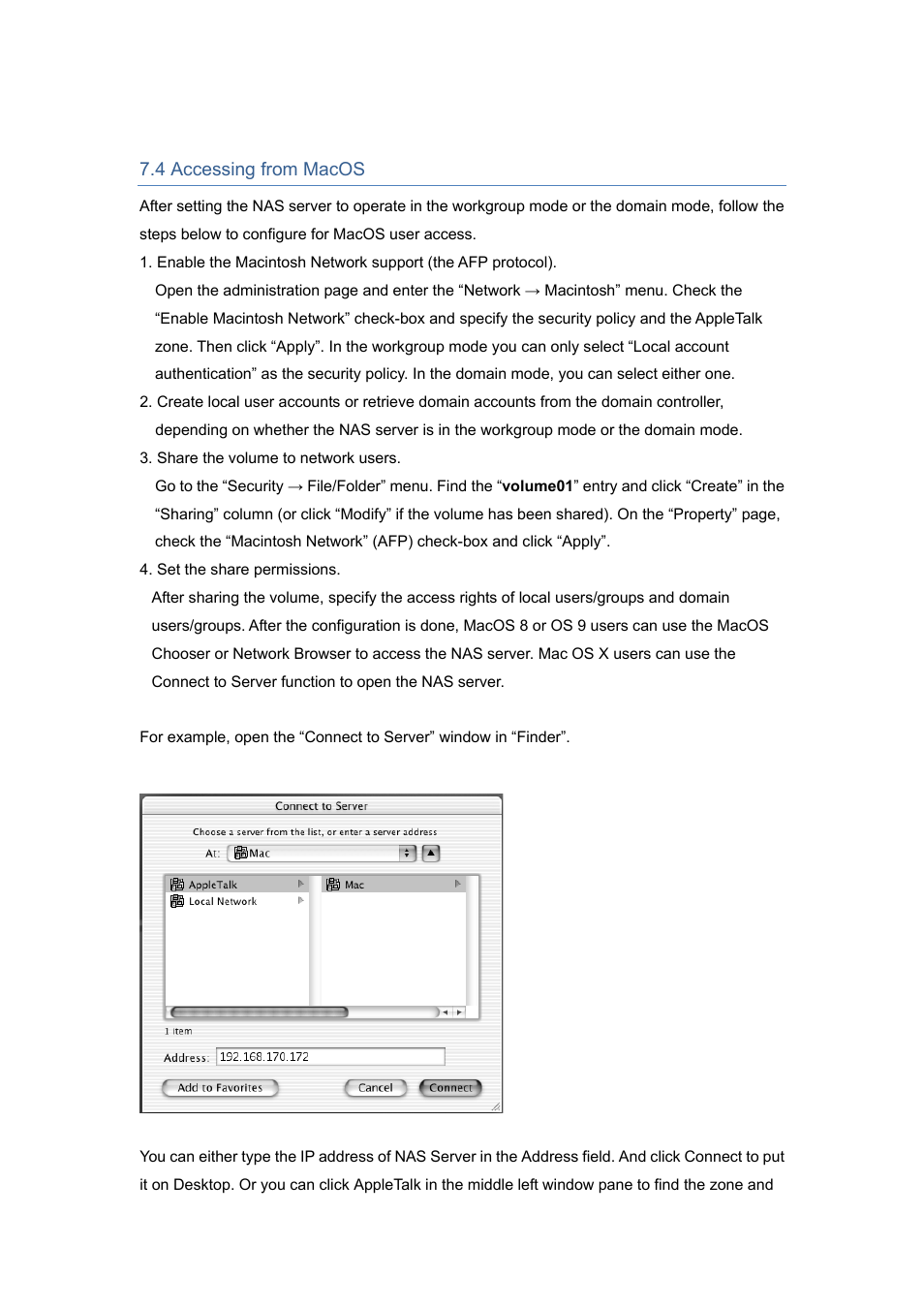 4 accessing from macos | PLANET NAS-7450 User Manual | Page 67 / 111