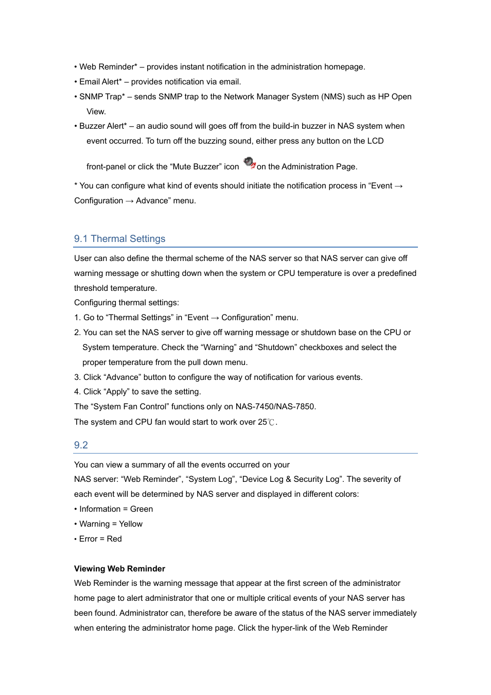 1 thermal settings, 2 checking the event logs | PLANET NAS-7450 User Manual | Page 83 / 111