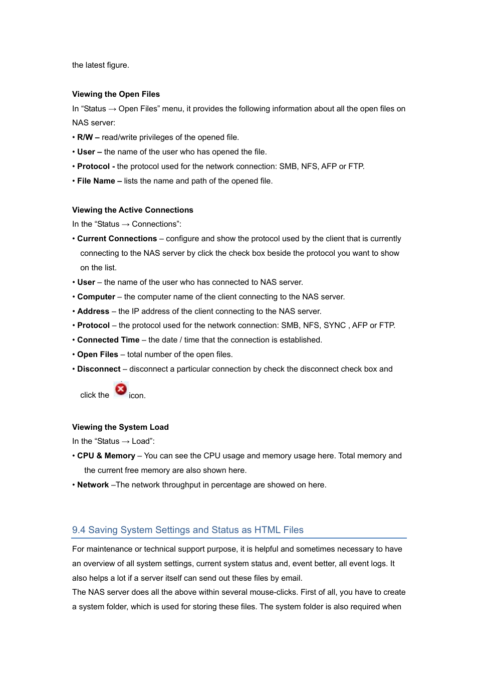 4 saving system settings and status as html files | PLANET NAS-7450 User Manual | Page 85 / 111