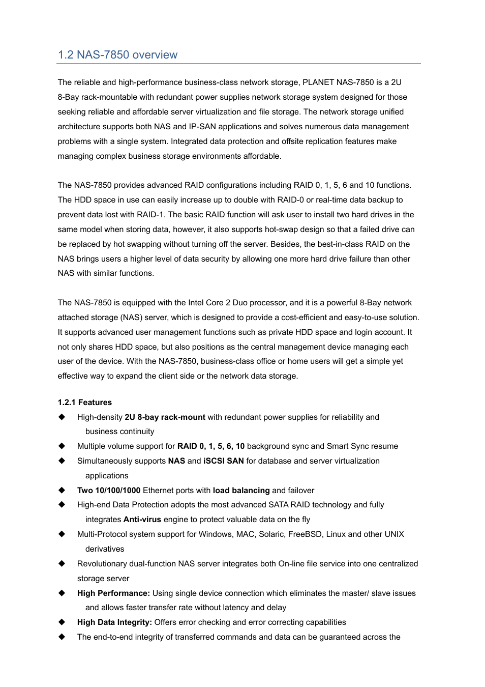 2 nas-7850 overview | PLANET NAS-7450 User Manual | Page 9 / 111