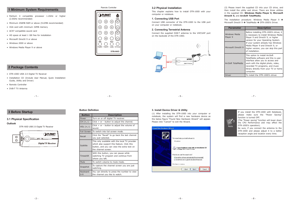 PLANET DTR-100D User Manual | 2 pages