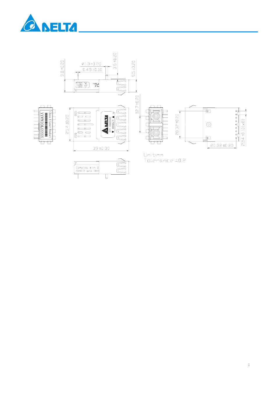 Delta Electronics Optical Transceiver Modules OPT-622A1F1R User Manual | Page 5 / 7