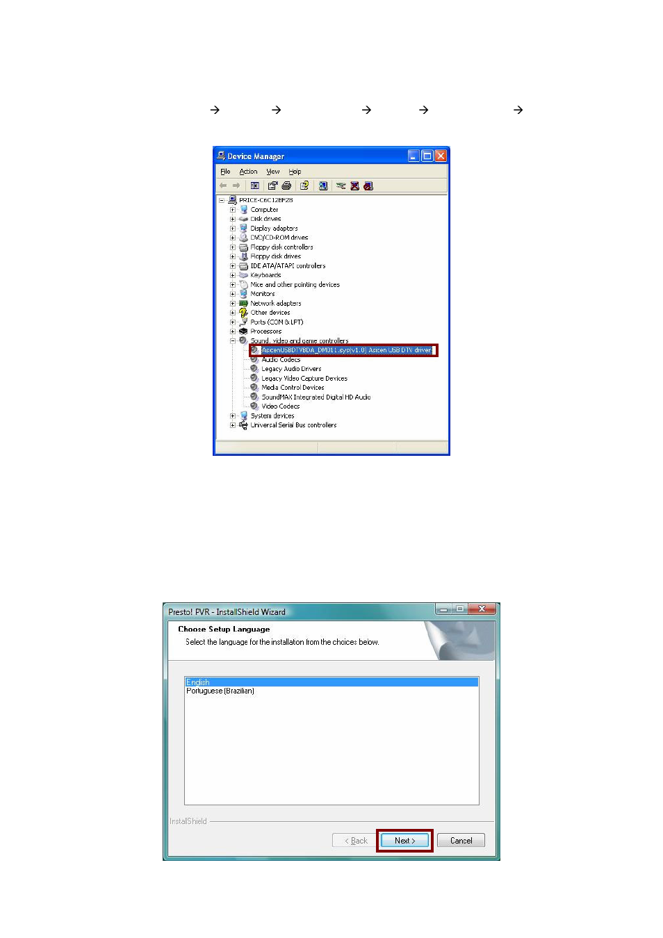 2 install newsoft presto! pvr software, Dtr-100db device | PLANET DTR-100DB User Manual | Page 13 / 37