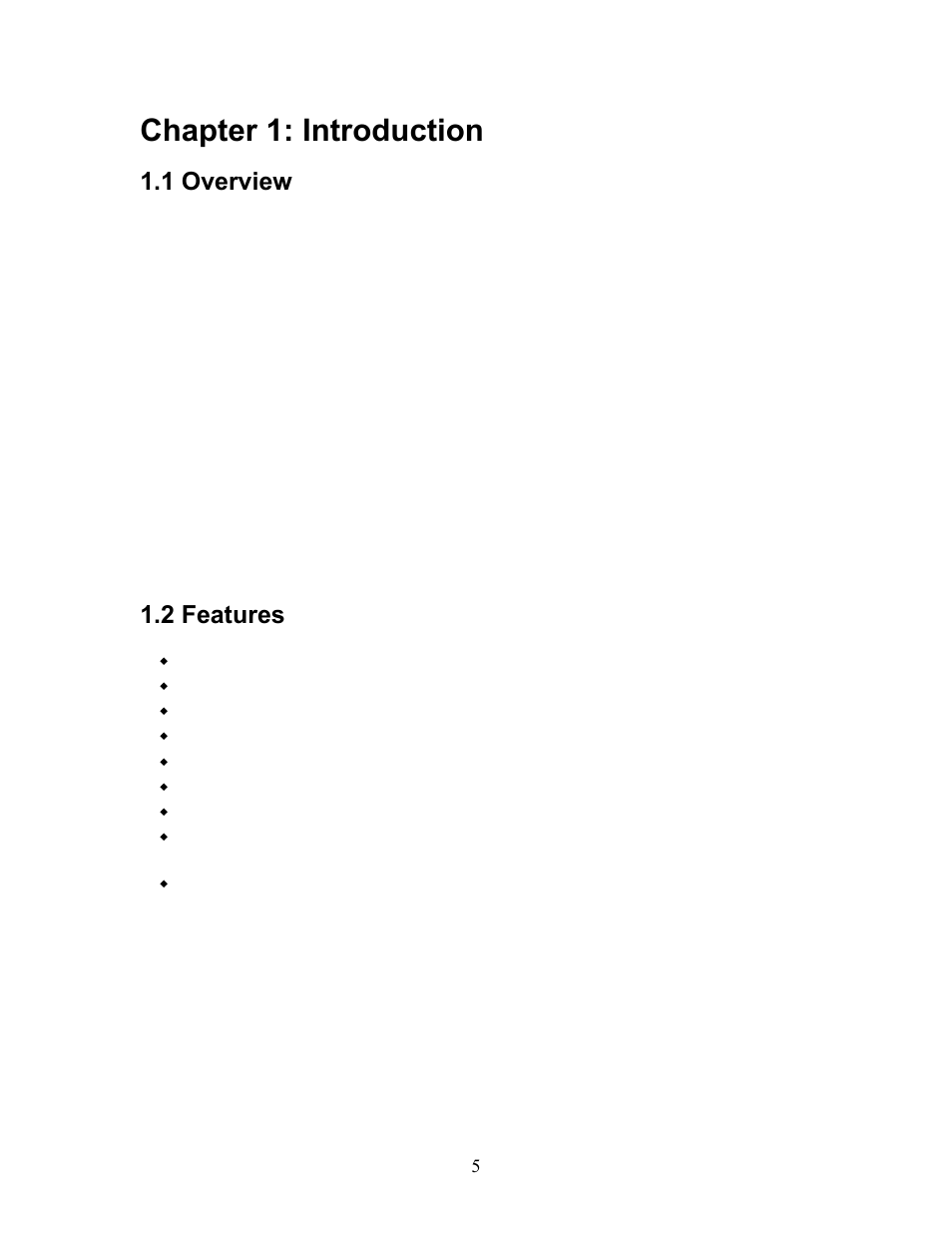 Chapter 1: introduction, 1 overview, 2 features | Verview, Eatures | PLANET PL-701 User Manual | Page 5 / 24