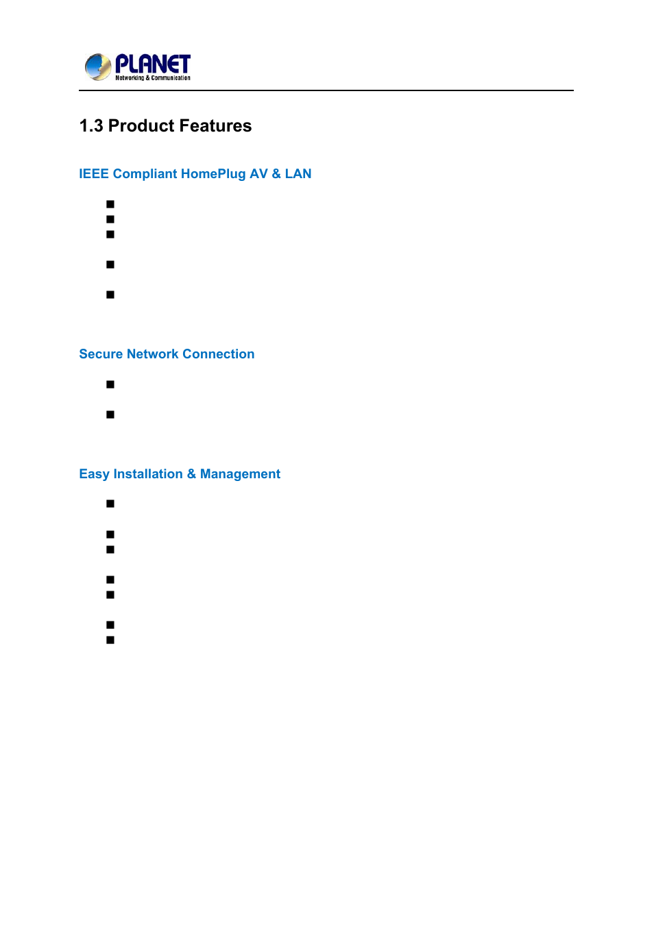 3 product features, Roduct, Eatures | PLANET PL-751 User Manual | Page 9 / 28