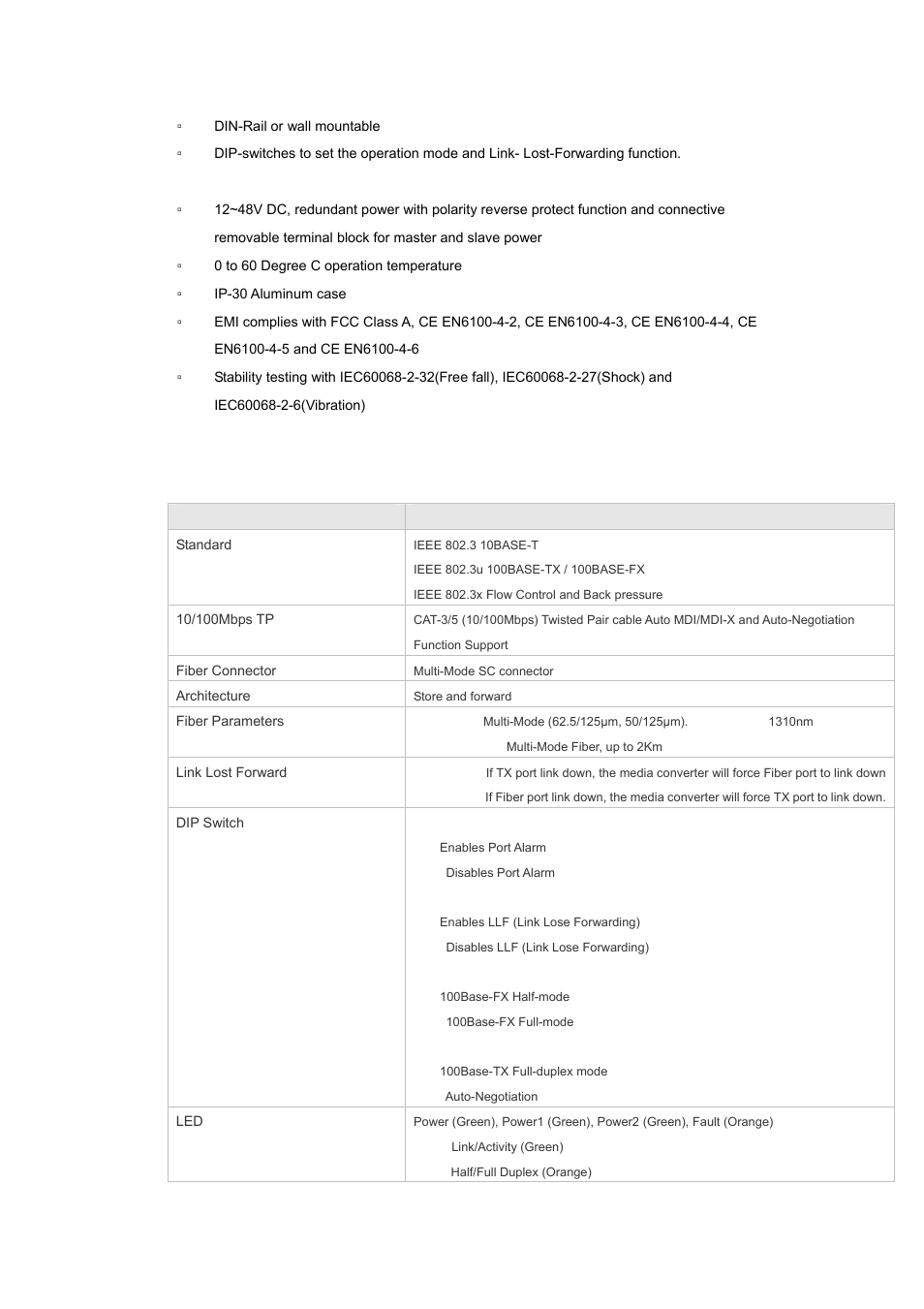 4 product specification | PLANET IFT-802 User Manual | Page 5 / 18
