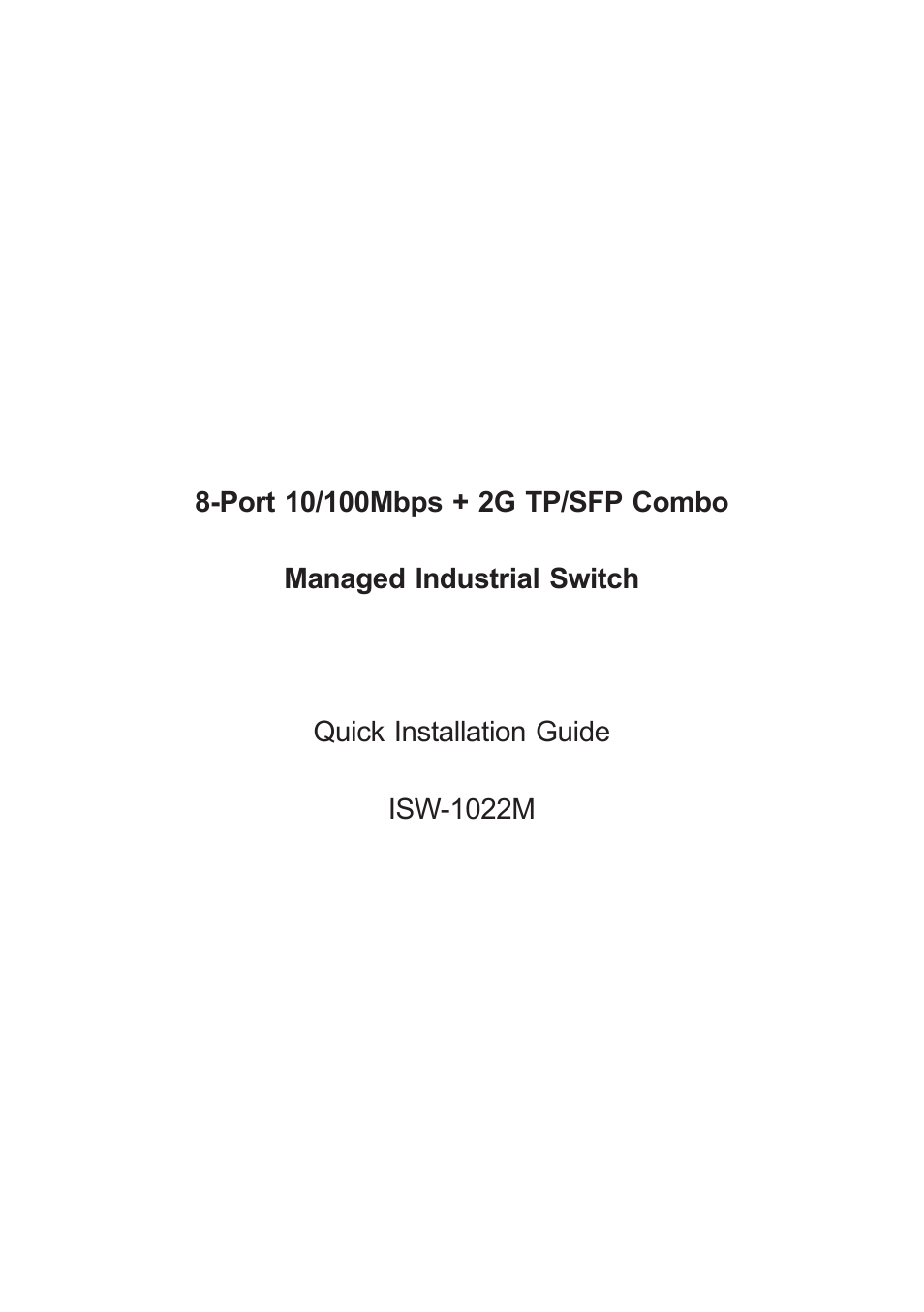 PLANET ISW-1022M User Manual | 12 pages