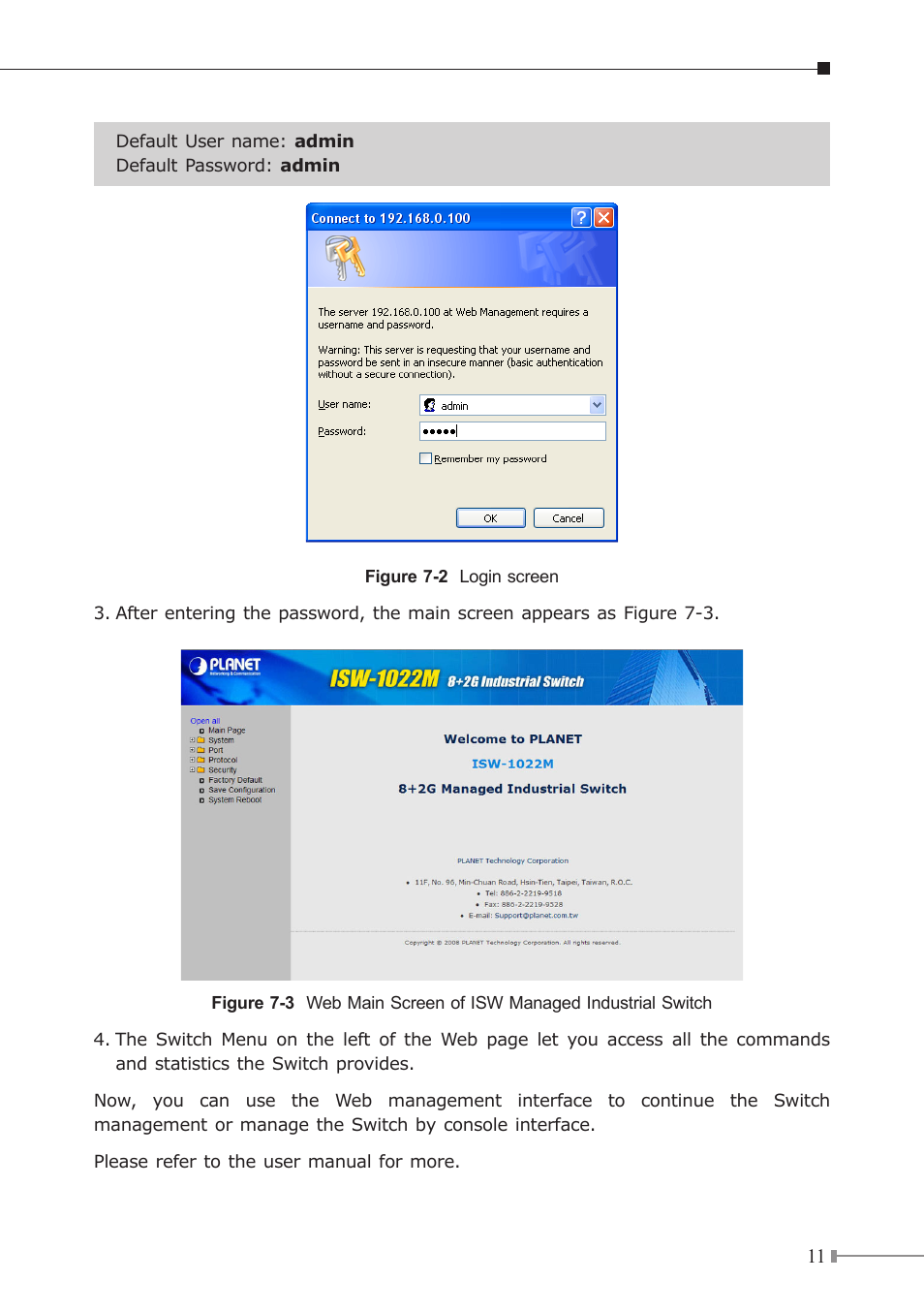 PLANET ISW-1022M User Manual | Page 11 / 12