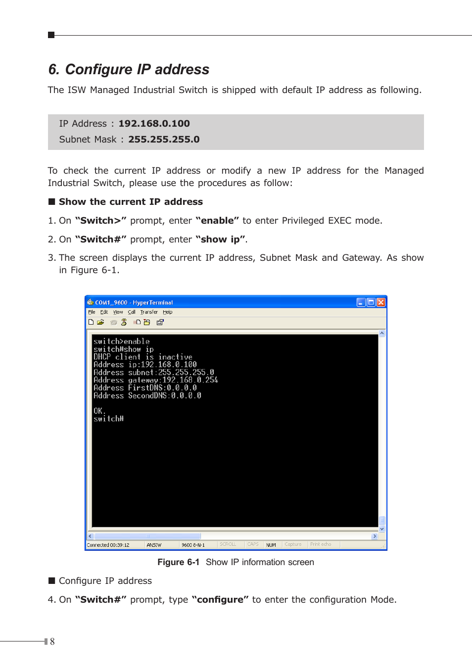 Configure ip address | PLANET ISW-1022M User Manual | Page 8 / 12