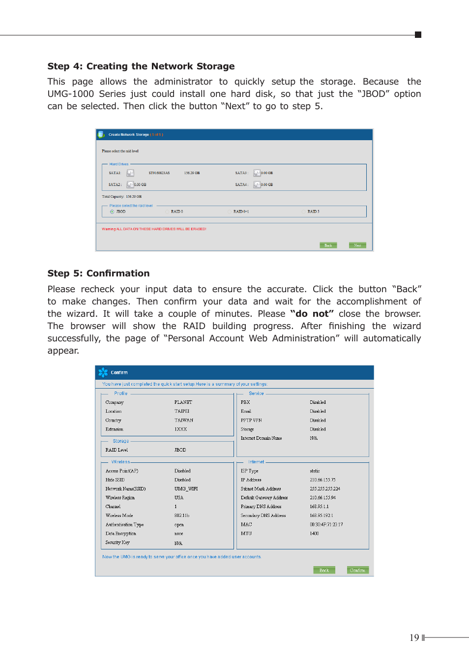 PLANET UMG-1000 User Manual | Page 19 / 20