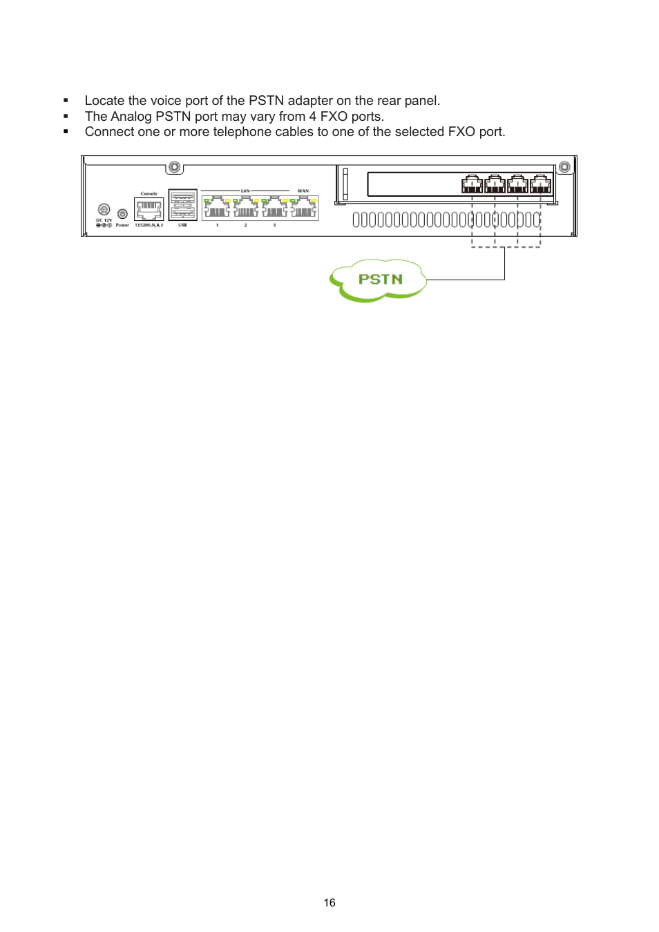 3 pstn fxo port connection | PLANET UMG-1000 User Manual | Page 16 / 131