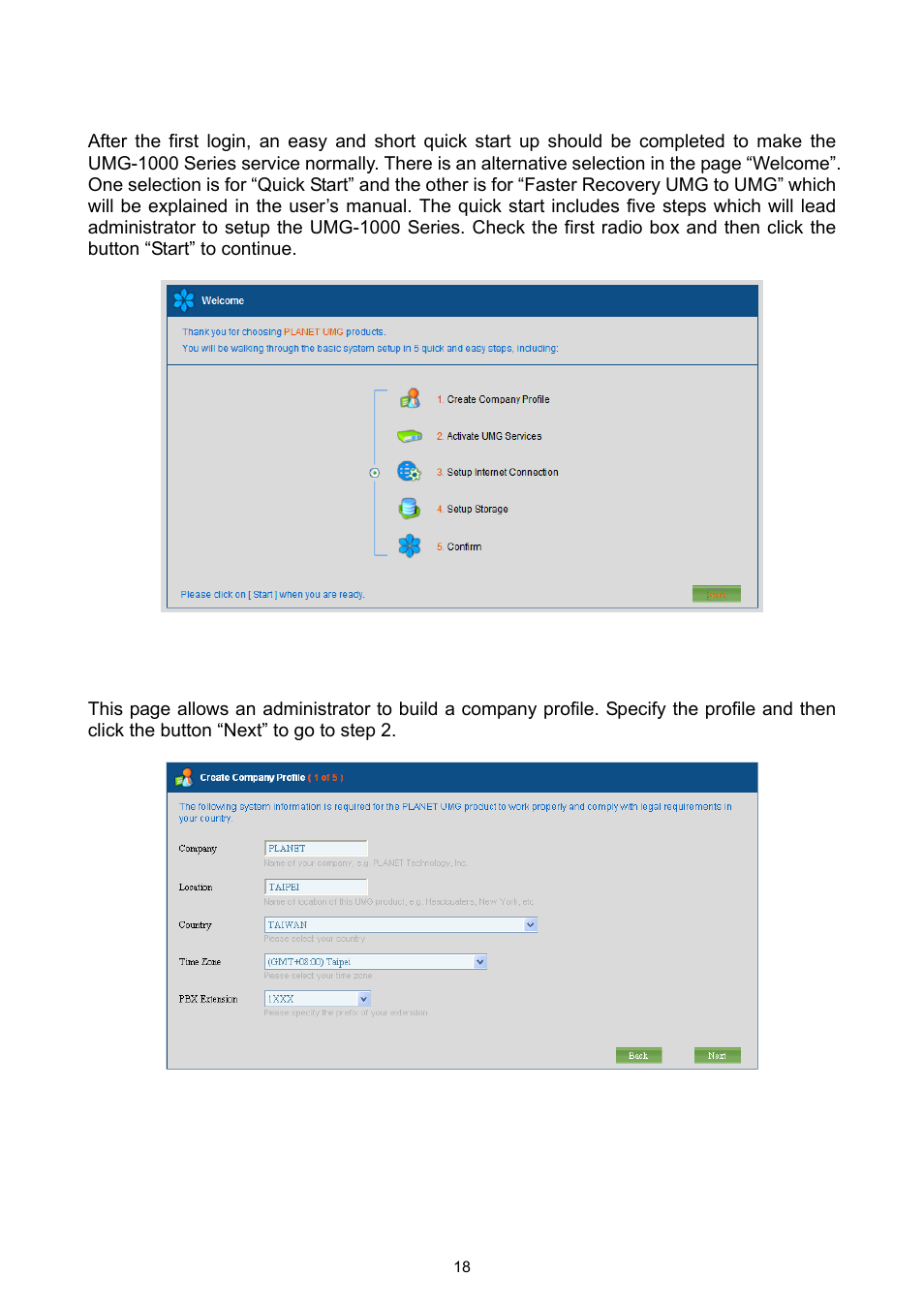 2 welcom to quick start | PLANET UMG-1000 User Manual | Page 18 / 131