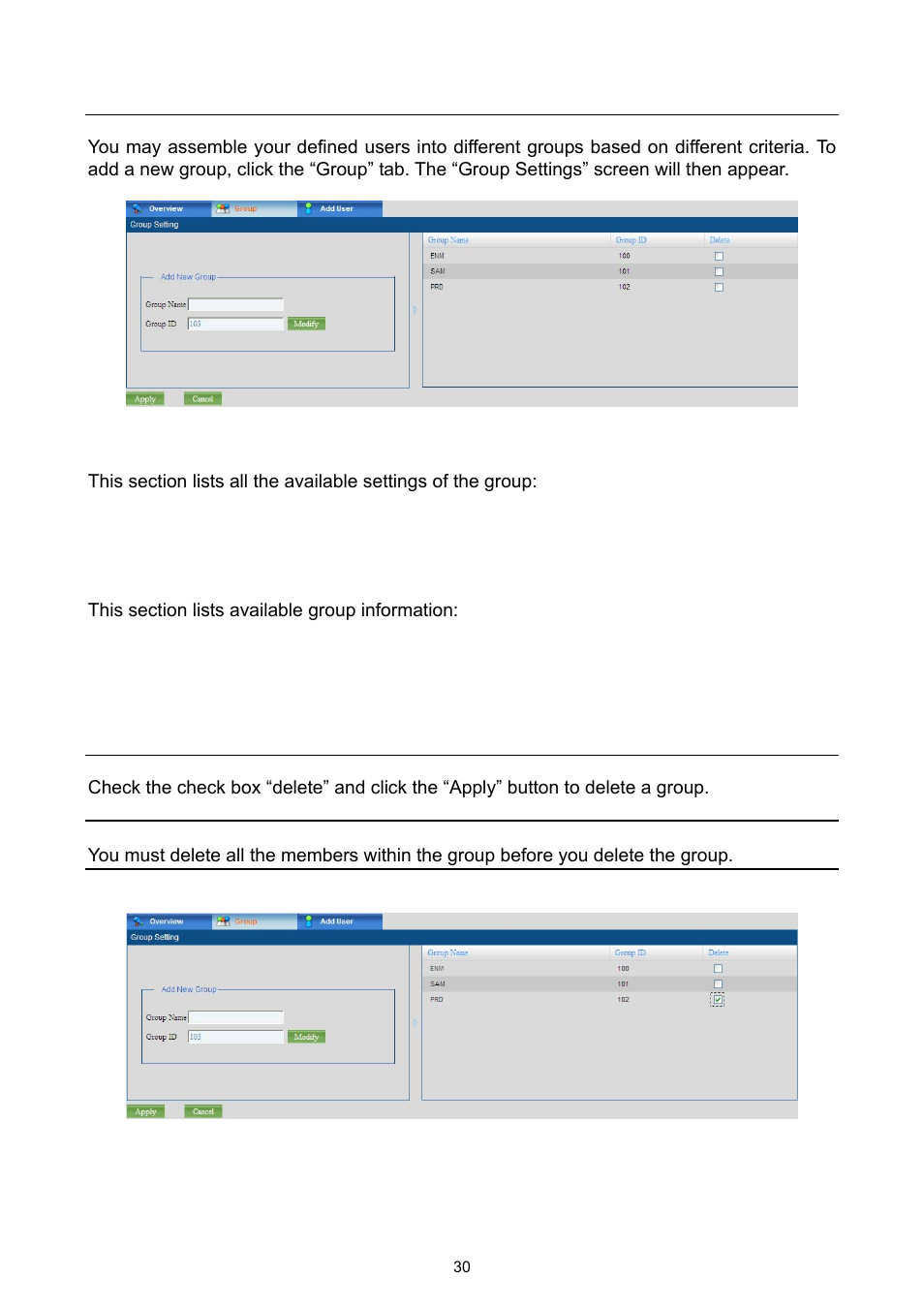 5 departments and groups, 6 deleting a group, 5 departments and groups 4.6 deleting a group | PLANET UMG-1000 User Manual | Page 30 / 131