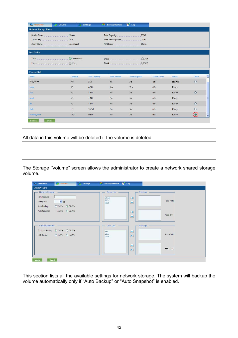 5 creating a storage volume | PLANET UMG-1000 User Manual | Page 42 / 131