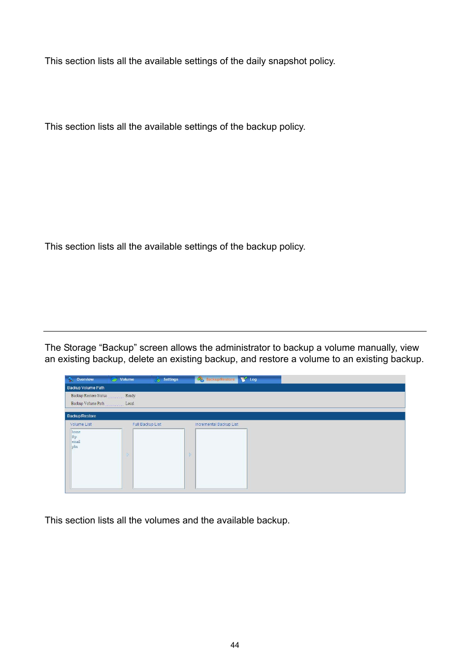 7 storage bakcup and restore | PLANET UMG-1000 User Manual | Page 44 / 131