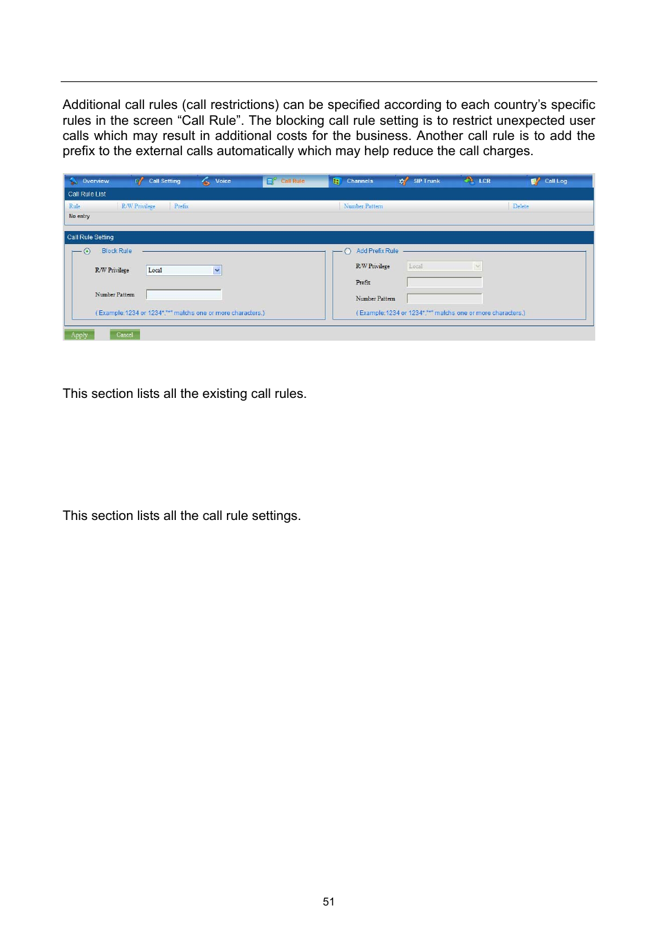 4 ip pbx call rules | PLANET UMG-1000 User Manual | Page 51 / 131