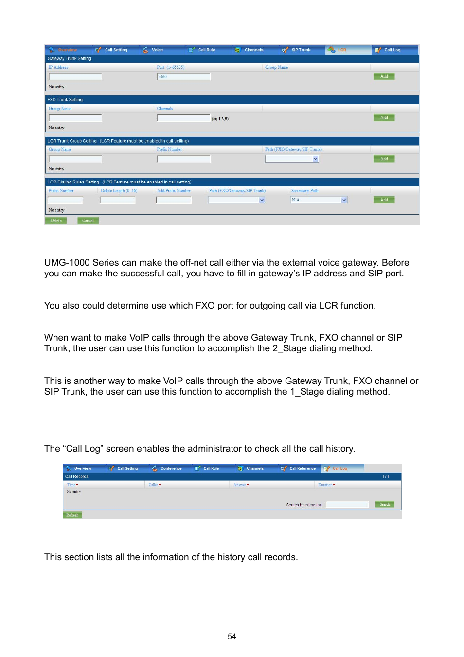 8 ip pbx call log | PLANET UMG-1000 User Manual | Page 54 / 131