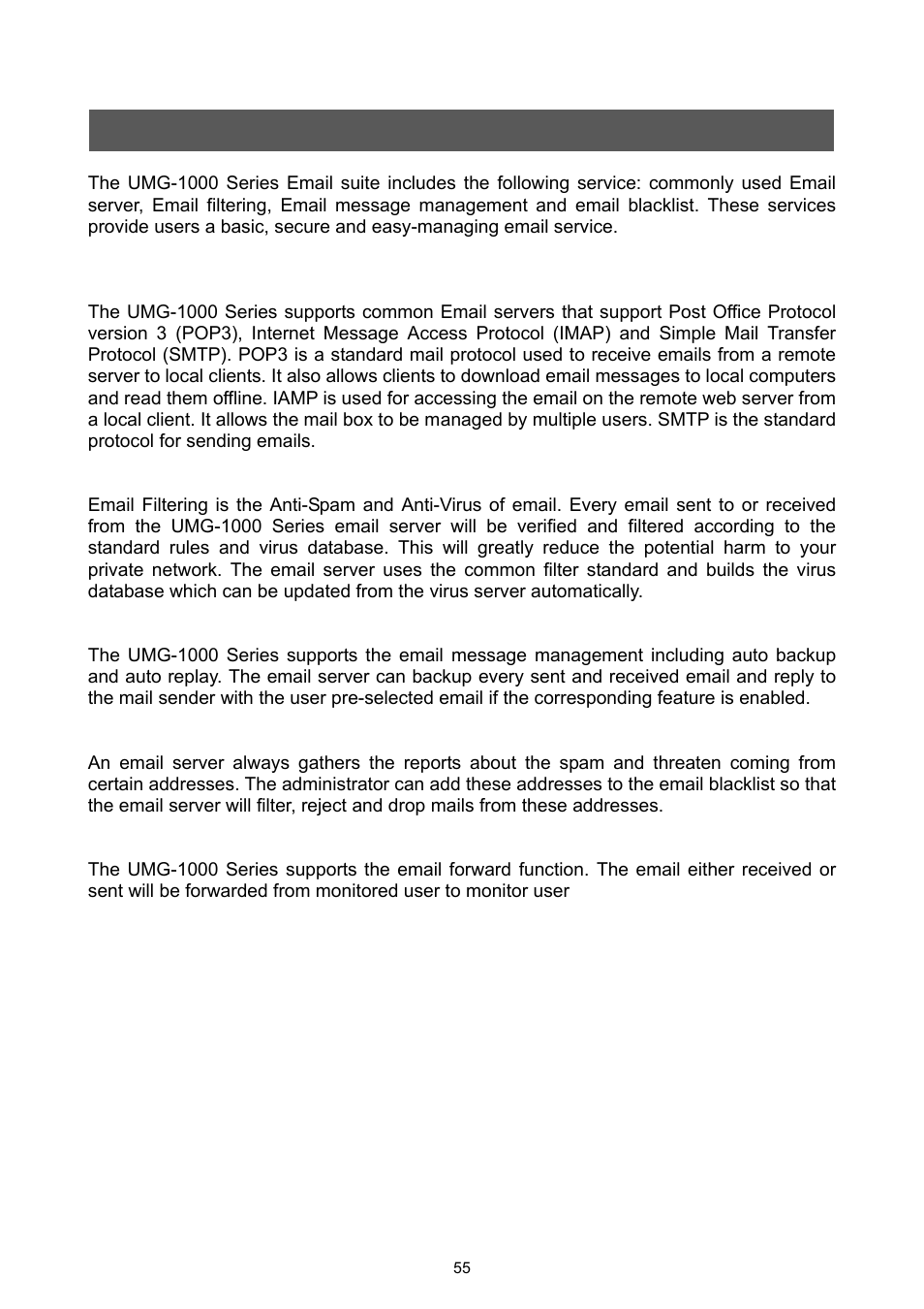 Web management - email | PLANET UMG-1000 User Manual | Page 55 / 131