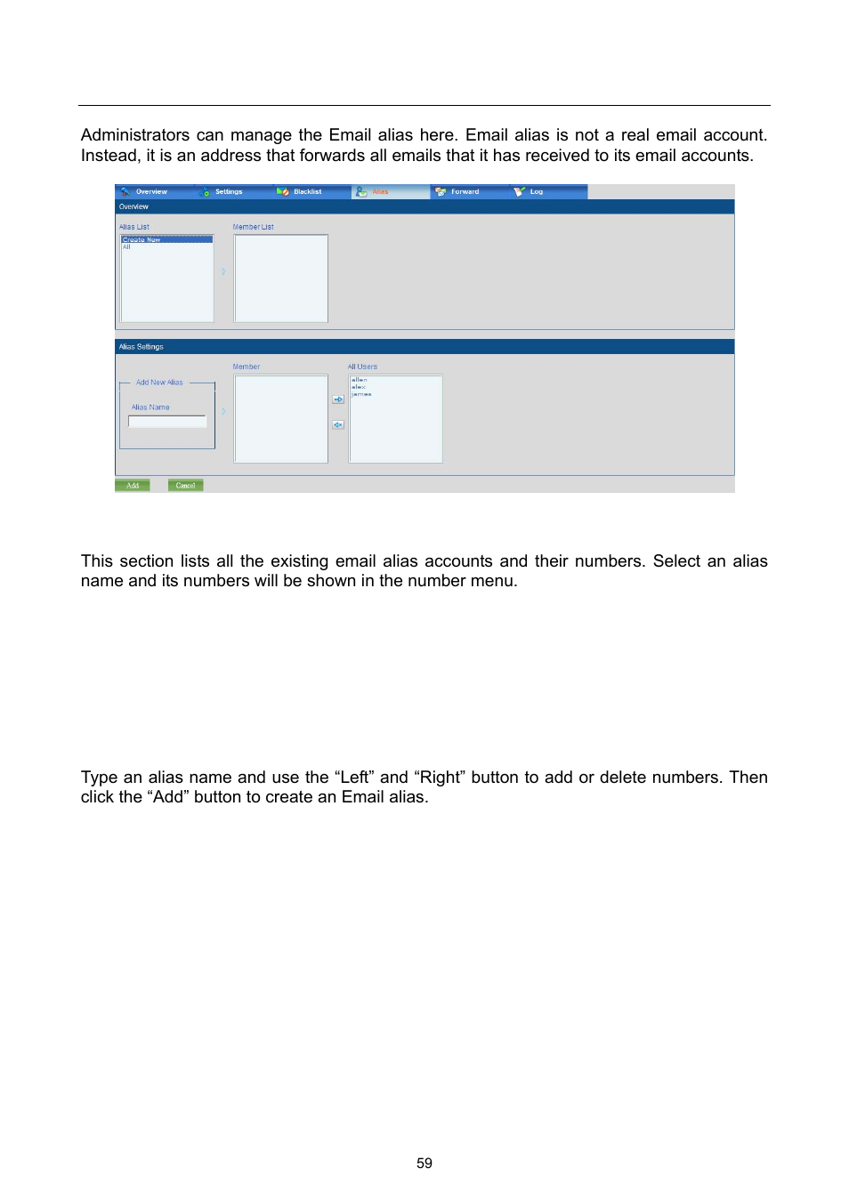 4 email alias | PLANET UMG-1000 User Manual | Page 59 / 131
