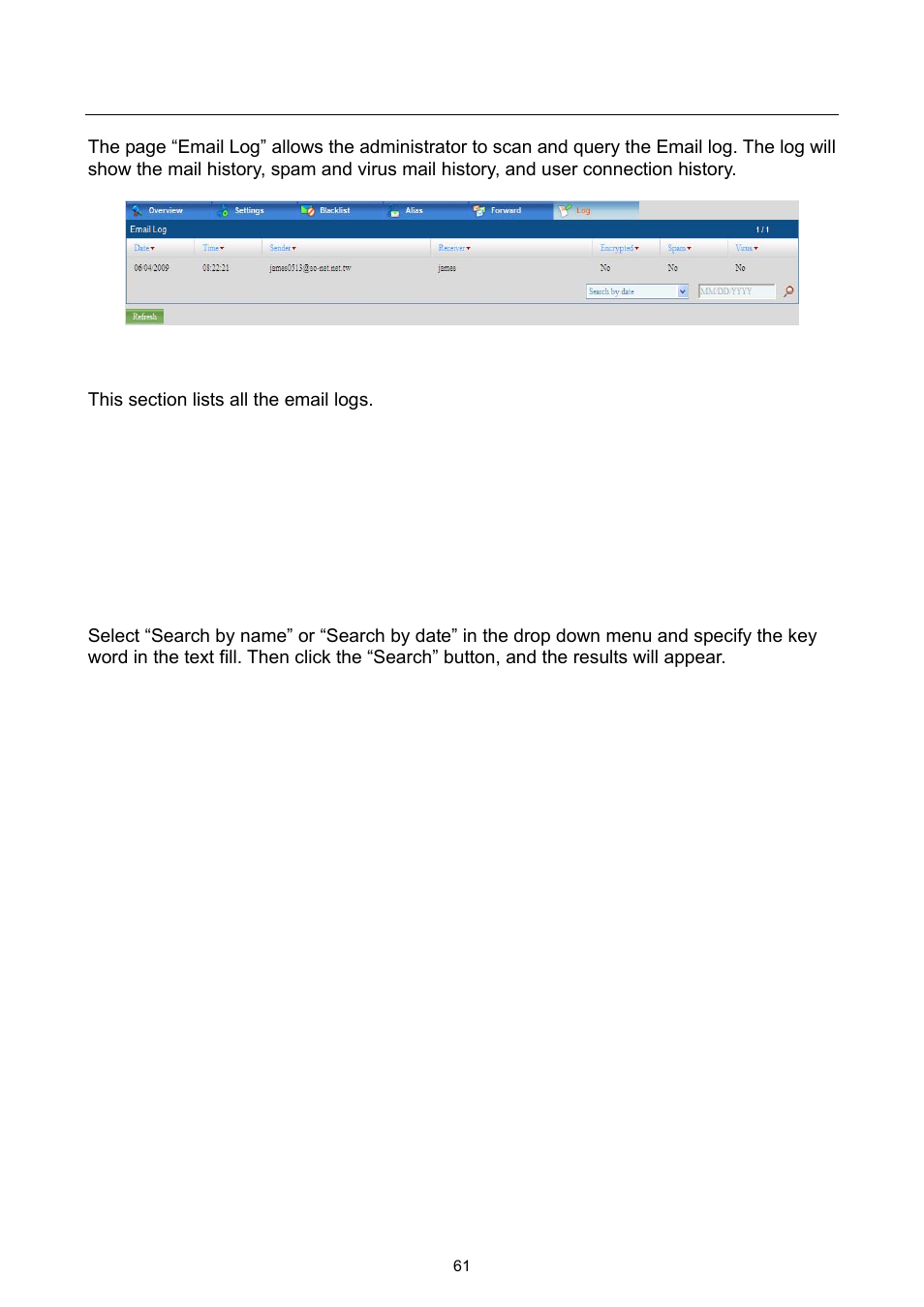 6 email log | PLANET UMG-1000 User Manual | Page 61 / 131