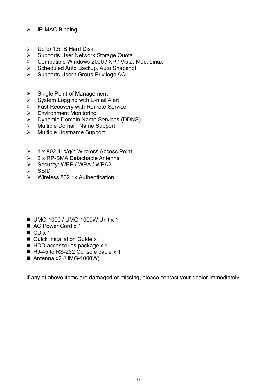 2 package contents | PLANET UMG-1000 User Manual | Page 8 / 131