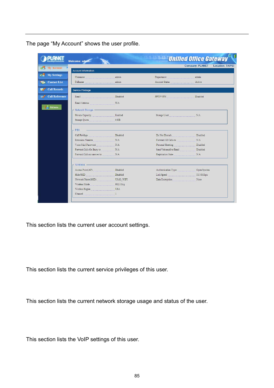 PLANET UMG-1000 User Manual | Page 85 / 131