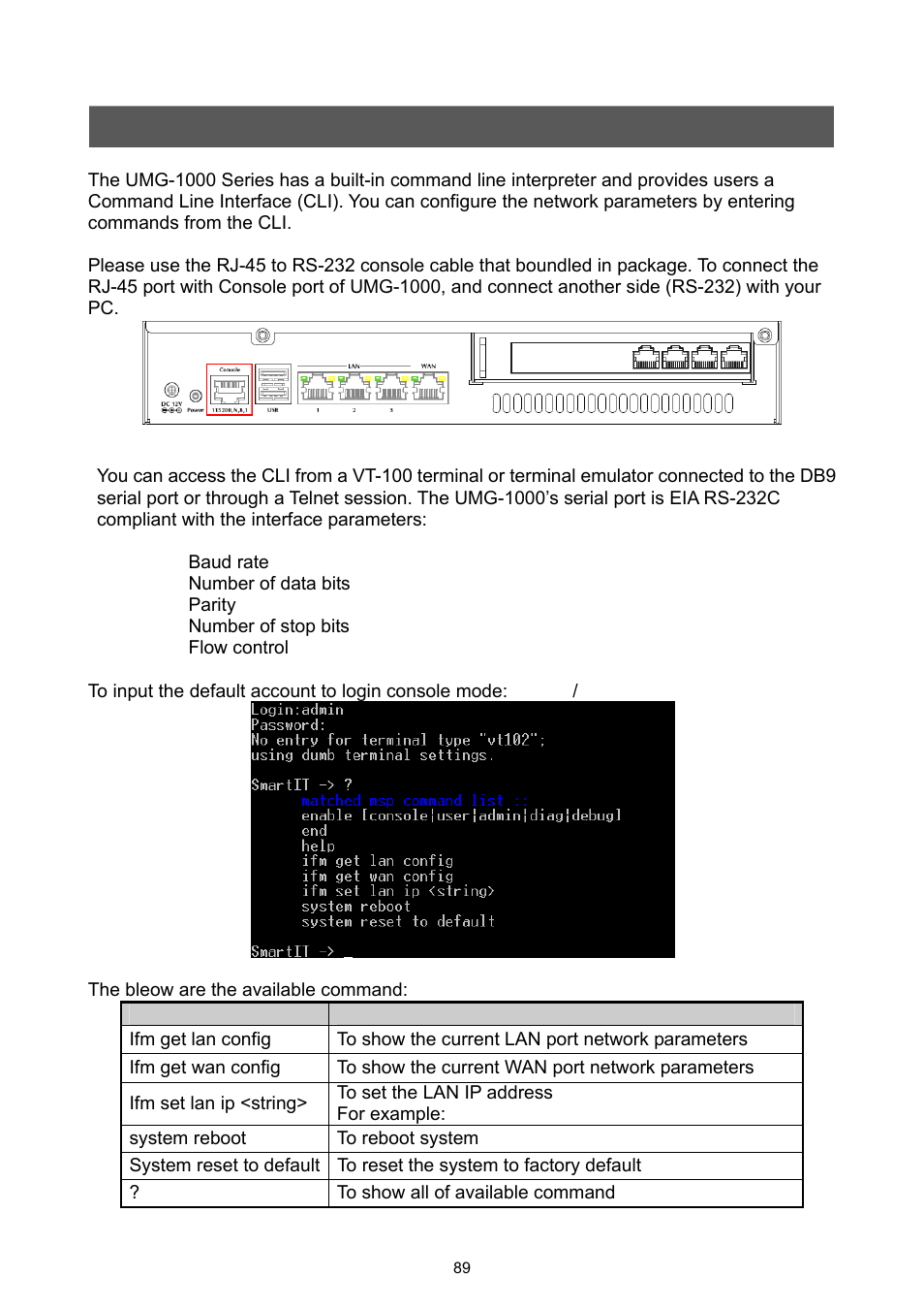 Appendix a – console maintenance mothod | PLANET UMG-1000 User Manual | Page 89 / 131