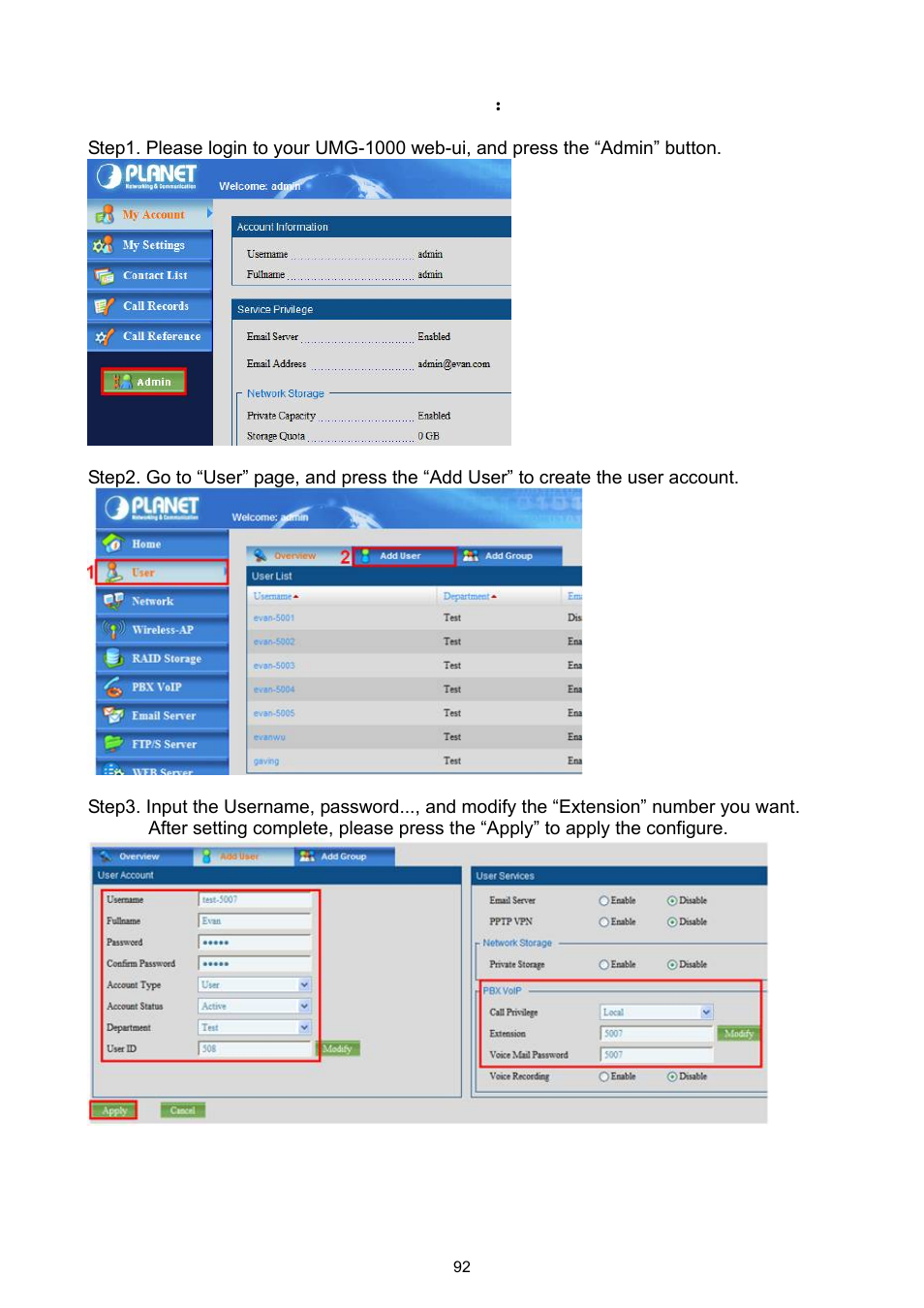 PLANET UMG-1000 User Manual | Page 92 / 131