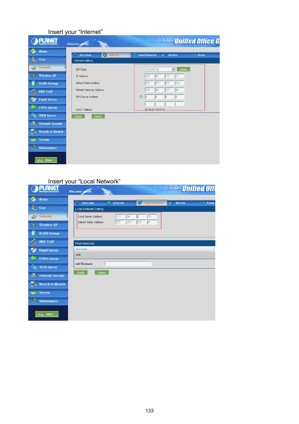 PLANET UMG-2000 User Manual | Page 133 / 145