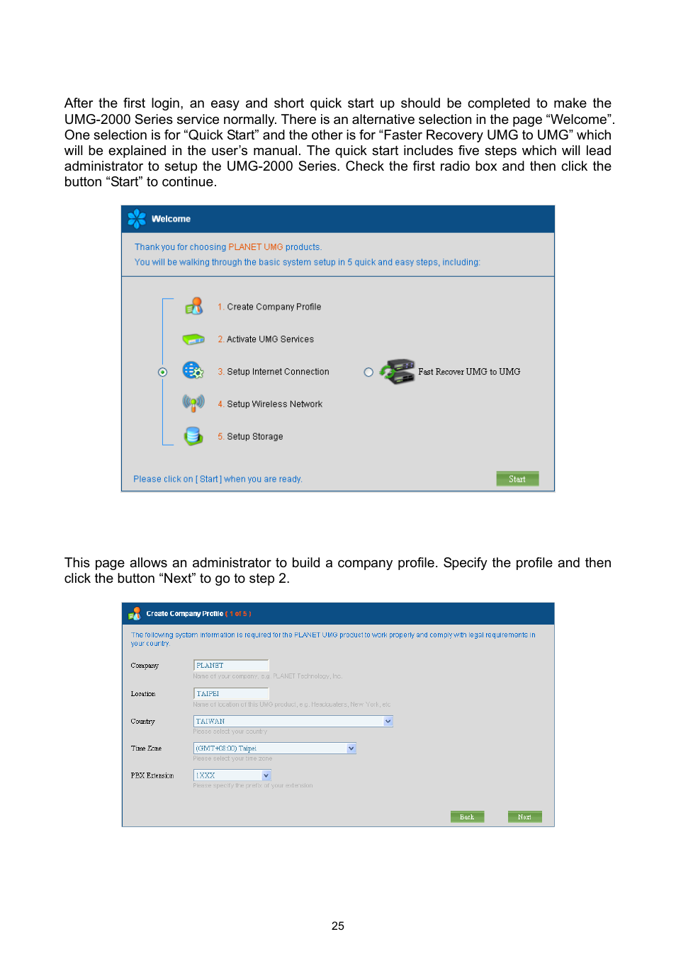 2 welcom to quick start | PLANET UMG-2000 User Manual | Page 25 / 145