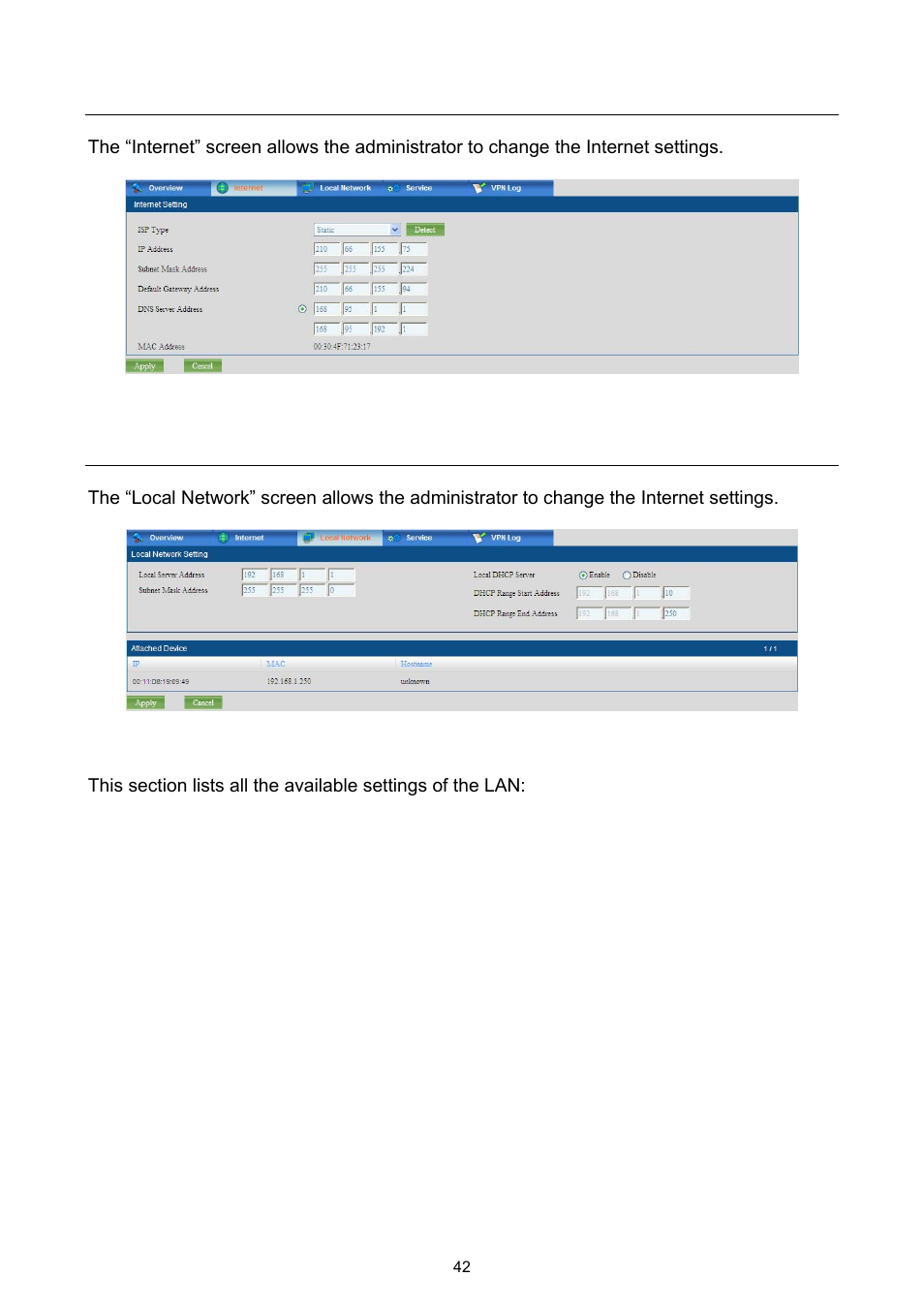 2 internet, 3 local network, 2 internet 5.3 local network | PLANET UMG-2000 User Manual | Page 42 / 145