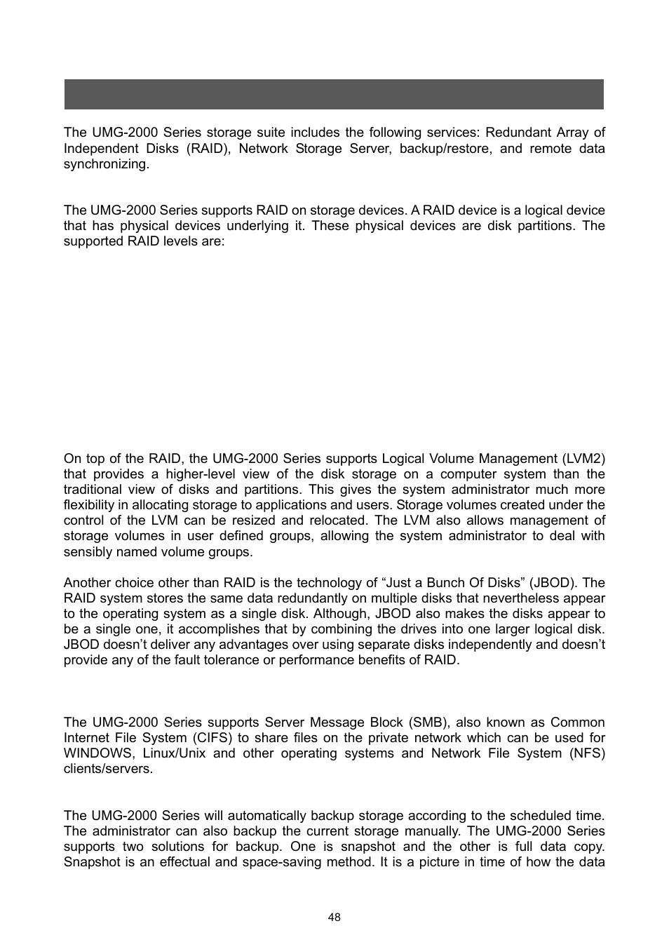 Web management - storage | PLANET UMG-2000 User Manual | Page 48 / 145