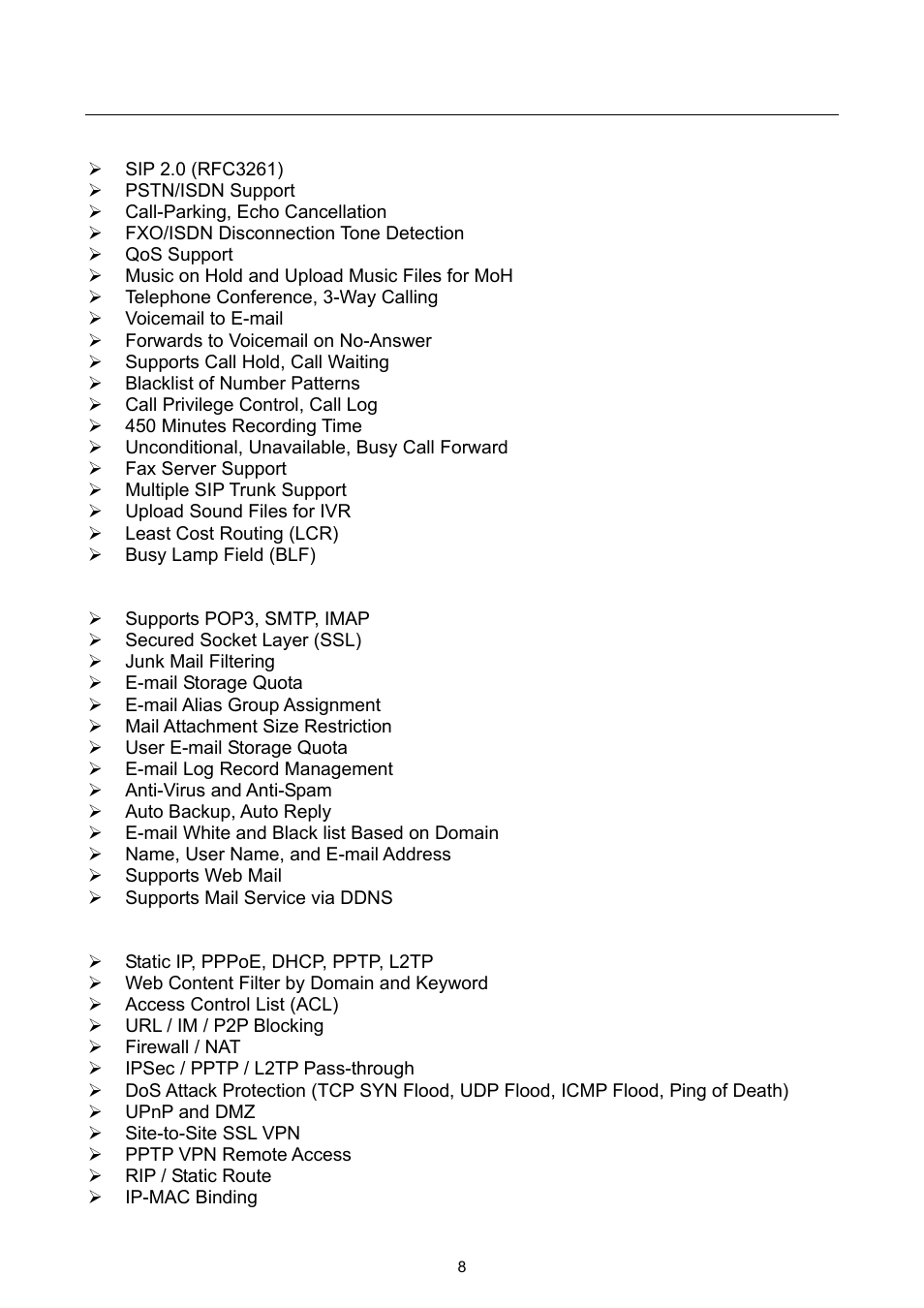 1 product features | PLANET UMG-2000 User Manual | Page 8 / 145