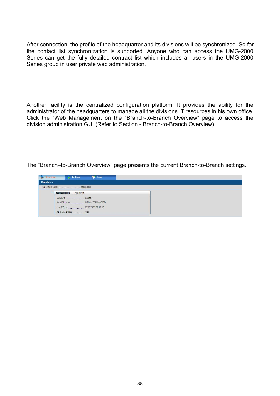 6 global user profile, 7 centralized configuration management, 8 branch-to-branch overview | PLANET UMG-2000 User Manual | Page 88 / 145